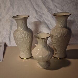 Vintage Lenox Cream and 24 K Gold Ming Blossom And Elfin Trio